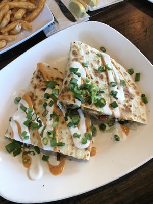 Quesadilla 🤪 cannot go wrong. Sauce is boss  #Veganuary at Mo' Brunch + Brews in Houston