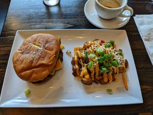 A donut egg sausage sandwich - the Dilla. at Mo' Brunch + Brews in Houston