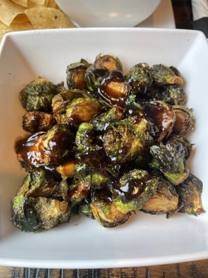 Very tasty brussels sprout with fig glaze  at Mo' Brunch + Brews in Houston