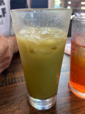 Cold matcha latte  at Mo' Brunch + Brews in Houston