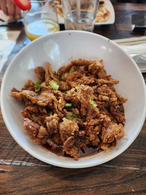 Hot honey shrooms at Mo' Brunch + Brews in Houston