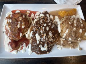 Pancake flight : delicious!!   at Mo' Brunch + Brews in Houston