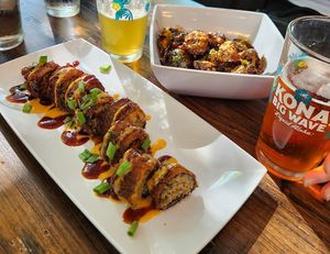 Boudain Sushi Roll & Brussel Sprouts at Mo' Brunch + Brews in Houston
