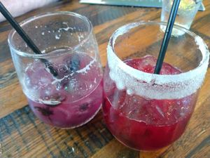 Sorry, we forgot to take photos of our cocktails: Purple Rain and The Prototype.
The original presentation was much prettier. at Mo' Brunch + Brews in Houston