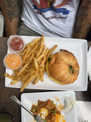 Croissant sandwich  at Mo' Brunch + Brews in Houston