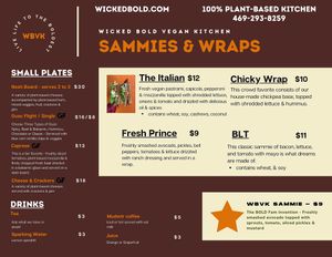 Menu at Wicked BOLD Vegan Kitchen in Flower Mound