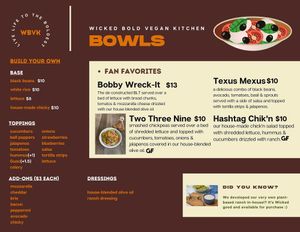 Menu at Wicked BOLD Vegan Kitchen in Flower Mound