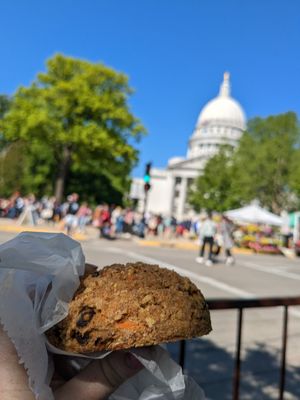 Carrot raisin scone from Chris & Lorries bakeshop at Dane County Farmers' Market in Madison