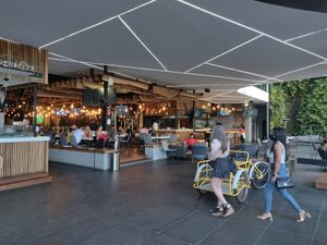 Entrance to food court restaurants at Alma Verde in Tijuana