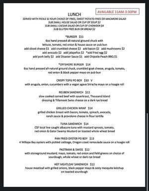 Menu at Offshore Grill in Manzanita