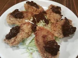 batter-fried soy with plum jelly at Point in Tokyo