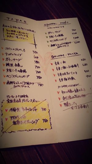 Menu at Point in Tokyo