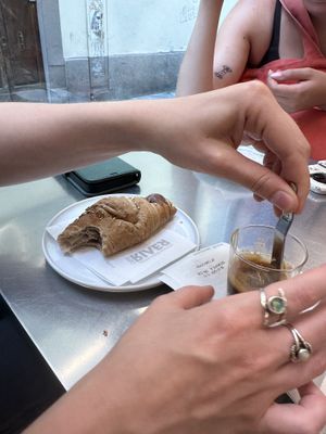 Vegan croissant w/ espressoo  at Coffee O'Clock in Arezzo