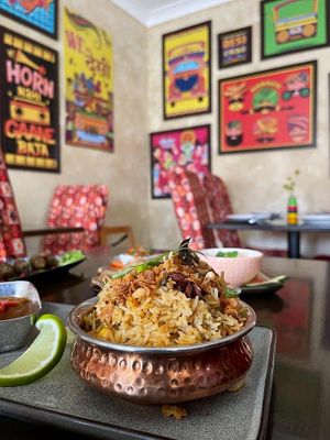 dinner at Namaste India restaurant, one Pot Biryani at Revado Hotel in Norwich