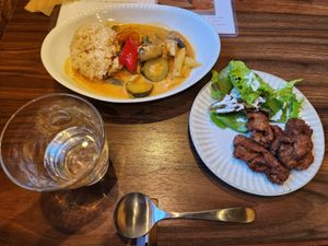 Coconut curry and soy chikin
 at Yasai Cafe Kukuri in Tokyo
