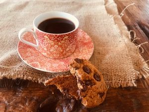 Vegan chocolate chip cookies with cupa local brew  at Buddha Belly Cookies in Denpasar