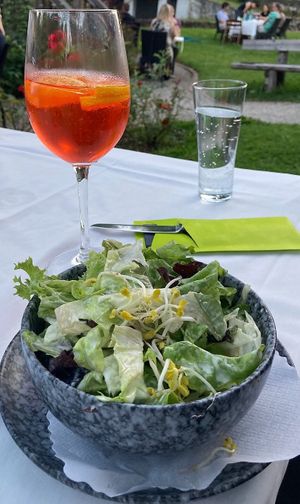 vegan salad with great dressing at Schlosskeller in Bad Hindelang