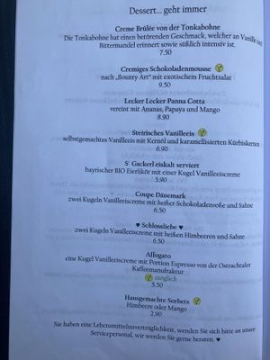 Desserts  at Schlosskeller in Bad Hindelang