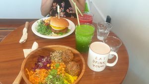 Buddha bowl and veggie Burger :) at Eat Drink Vegan in Busan