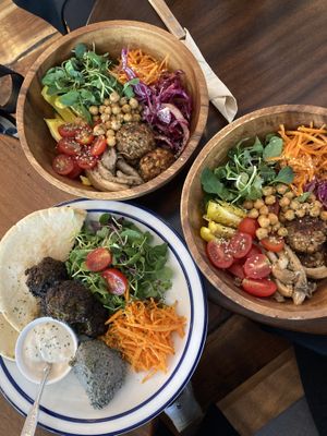 buddha bowl and falafel platter  at Eat Drink Vegan in Busan
