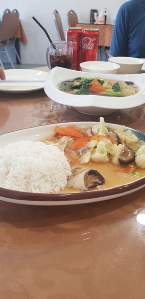 Mixed veg with rice at Neu Vegetarian Restaurant in Selangor