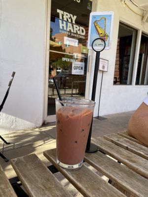 Trouble in the Streets Mushroom Latte - DELICIOUS!  at Try Hard Coffee Roasters in Austin