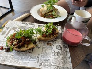 Roasted aubergines and tomatoes with chilli and basil pesto  at Pinch in South West London