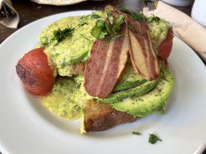 Pinch’s eggs Benedict twist- to die for!!  at Pinch in South West London