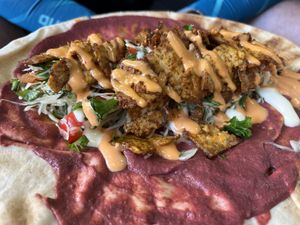 Flatbread & tofu kebab  at Pinch in South West London