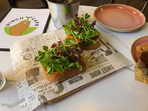 Jackfruit avocado toasts at Pinch in South West London