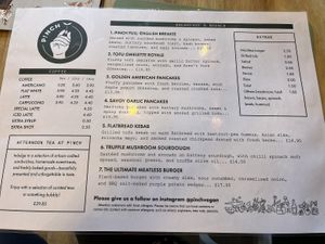 Menu  at Pinch in South West London