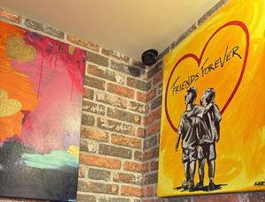 Colourful art works  at Pinch in South West London