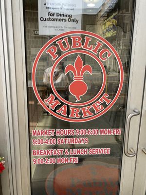 Front door, photo taken June 2021 at Public Market Cafe in Wheeling