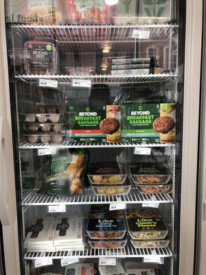 A whole freezer of vegan options  at Public Market Cafe in Wheeling