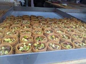 Pistachio birds nests at Levant Sweets in Edinburgh