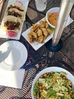 Caesar salad with tacos, and fried artichokes  at BRGR Bar in Portsmouth