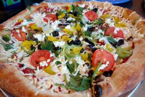 vegan pizza! at Mellow Mushroom in Baton Rouge