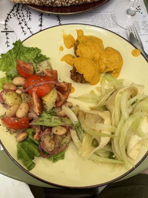 Salad falafel and tortellini  at Brac Libreria di Arte Contemporanea in Florence