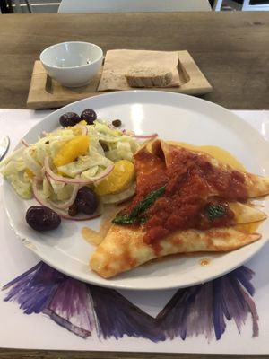 Raviolis and Sicilian fennel salad   at Brac Libreria di Arte Contemporanea in Florence