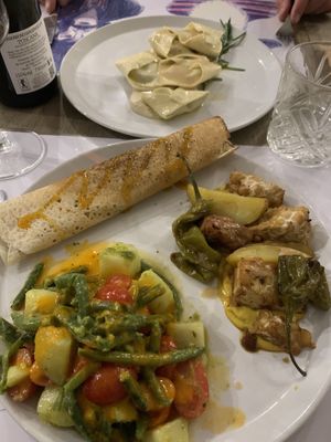 Vegan tasting menu and the plum ravioli at Brac Libreria di Arte Contemporanea in Florence