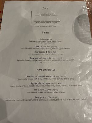 The menu  at Brac Libreria di Arte Contemporanea in Florence