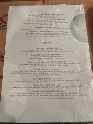 The menu  at Brac Libreria di Arte Contemporanea in Florence