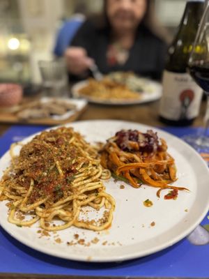 Pasta & Special sweet potato entree (yum!)  at Brac Libreria di Arte Contemporanea in Florence