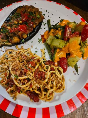 Aubergine and the salad were really good, but the star was the pasta at Brac Libreria di Arte Contemporanea in Florence