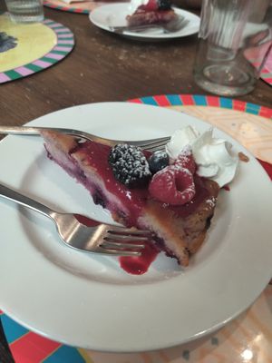 Lemon and berry cake at Brac Libreria di Arte Contemporanea in Florence