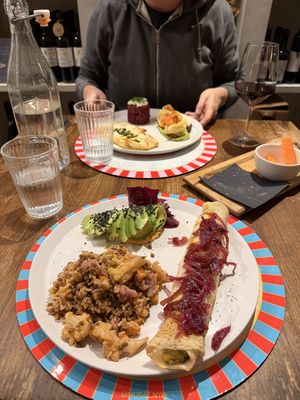 Dosha, basmati rice dish, and avocado carpaccio.  at Brac Libreria di Arte Contemporanea in Florence