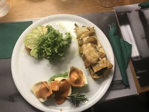 Tortelloni, carpaccio, sweet potato mixed plate.  at Brac Libreria di Arte Contemporanea in Florence