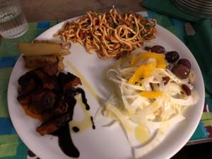 15 euro plate of salad/pasta/baked dish at Brac Libreria di Arte Contemporanea in Florence