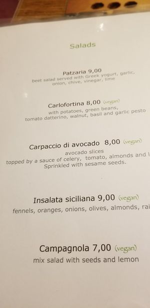 Menu at Brac Libreria di Arte Contemporanea in Florence