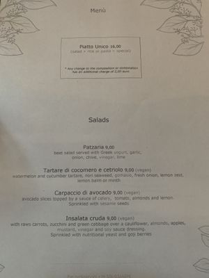 Menu at Brac Libreria di Arte Contemporanea in Florence